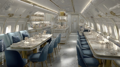 Luxurious private jet dining area