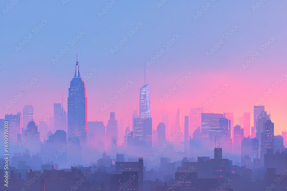 Fototapeta premium Pastel cityscape at dawn (1)