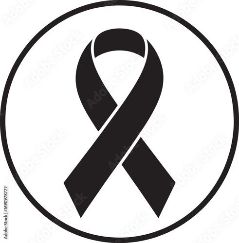 Symbolic black awareness ribbon inside circle grief support cause graphic
