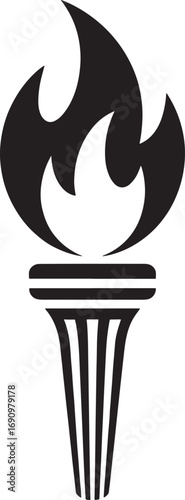 Classic torch symbol fire flame emblem icon symbolism