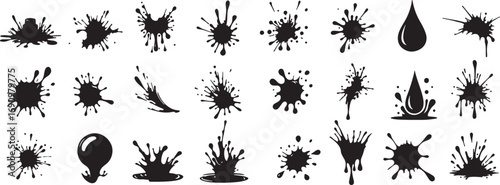 collection, design, vector, drops, splatter, illustration