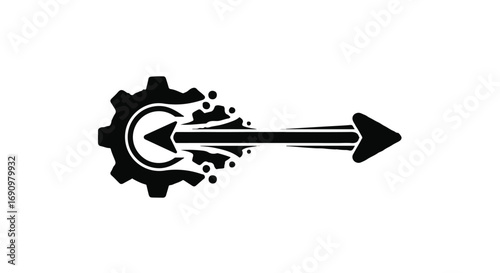 Abstract gear transforming into a dynamic arrow symbolizing progress and innovation