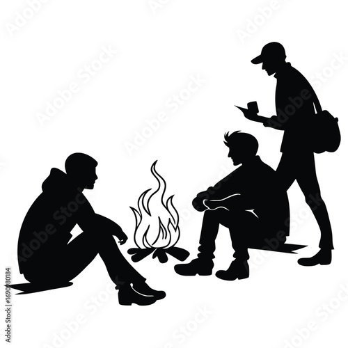 Group sitting around fire