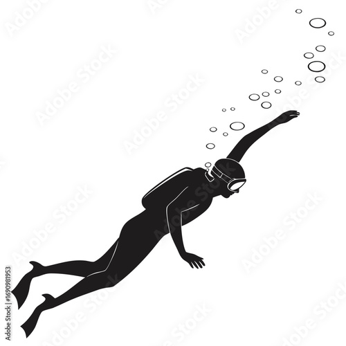 Person underwater swimming