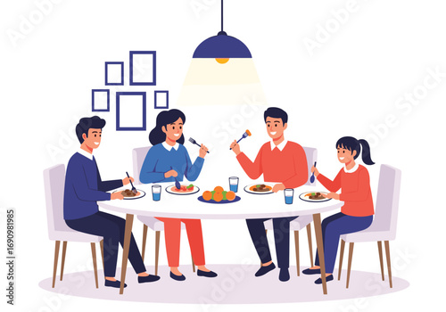 A family enjoying a delicious meal together around the dining table