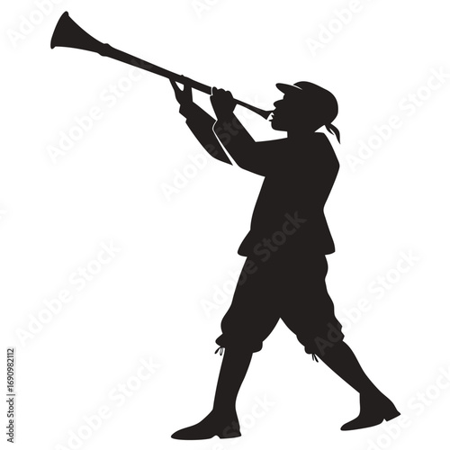 Hunter blowing horn