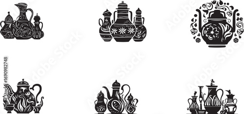 Decorative ceramic vessels with ornate patterns pottery