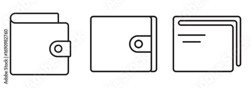 Wallet icon set. Black and linear. Vector EPS 10