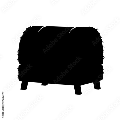 Silhouette of a Hay Bale on a Platform with Four Legs