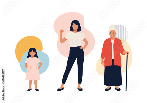 Generations of women standing together empowered and strong throughout life