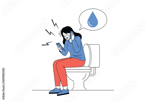 Distressed woman calls for emergency water leak repair service urgent assistance needed