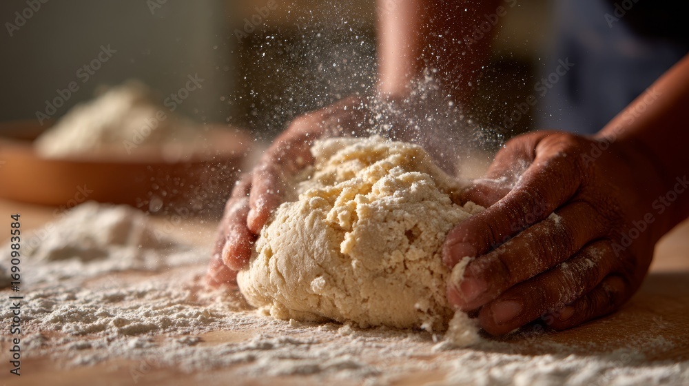 Fototapeta premium Organic pet treat dough shaped by hand with flour