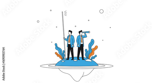 Two business people searching for opportunities in a dynamic digital landscape