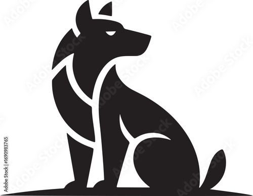 Modern dog silhouette logo for villas lobos visuals brand identity