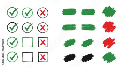 Selection and rejection symbols visual representation of choices and decisions