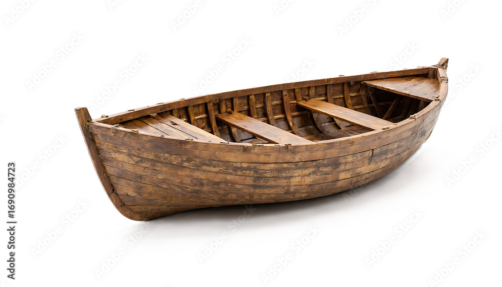 Obraz premium wooden boat isolated on white background.
