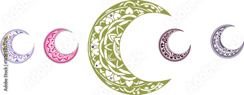 Ornate crescent moons with intricate patterns celestial