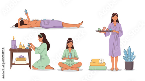 Woman enjoying a relaxing spa day with skincare treatments and serene self care activities in a peaceful home environment