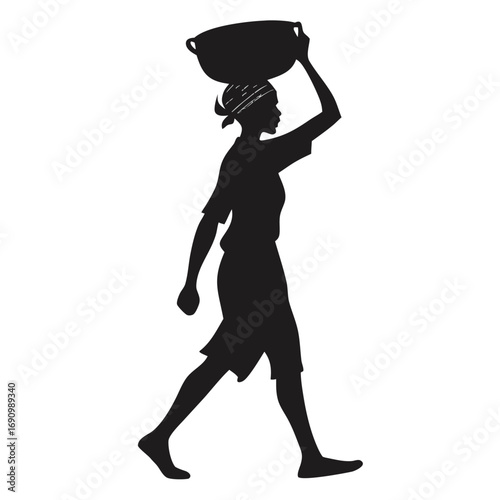 Person carrying clay pot