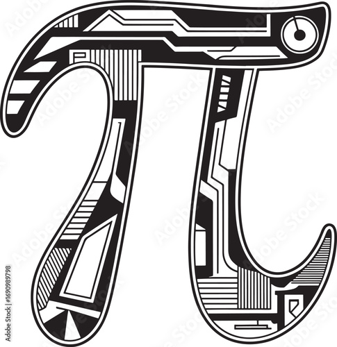 Intricate mechanical pi symbol artwork for math and science enthusiasts