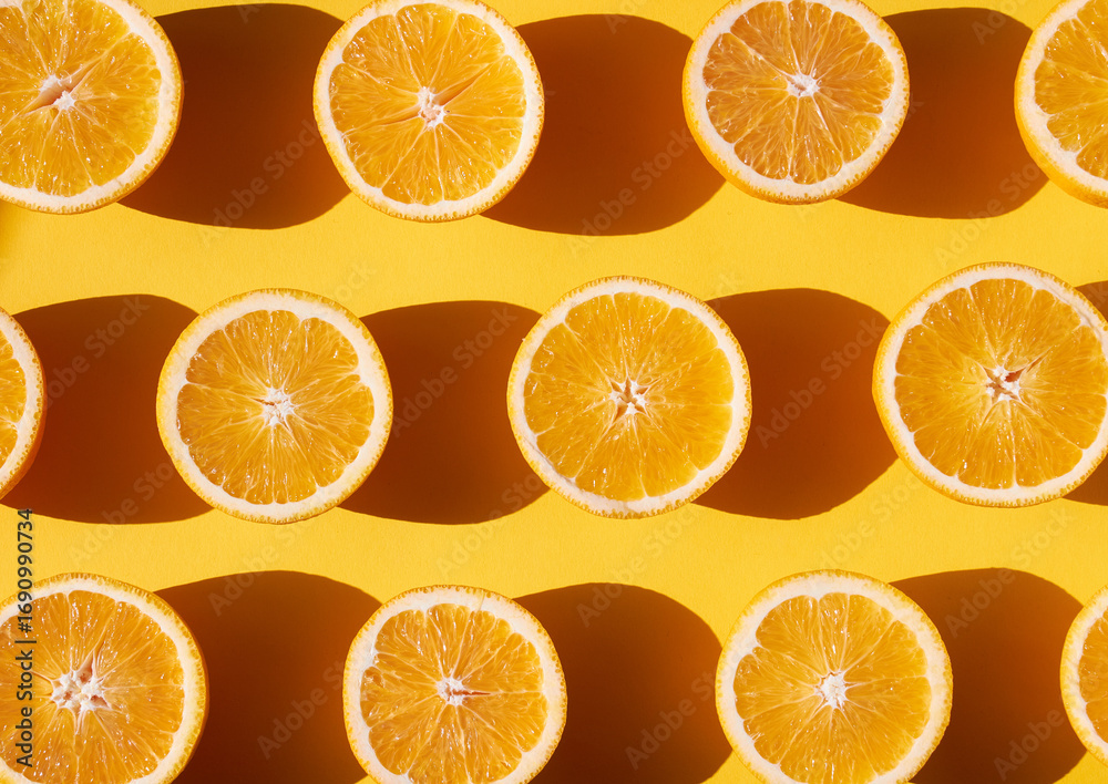 Obraz premium Orange fruits on a orange back