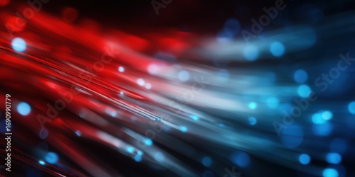 Abstract design with red and blue light streaks and bokeh