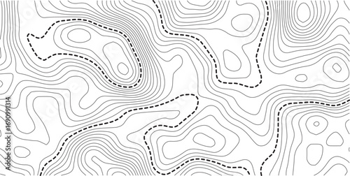Topographic map background. Geographic line map with elevation assignments. Contour background geographic grid. Vector illustration.