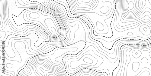 Topographic map background. Geographic line map with elevation assignments. Contour background geographic grid. Vector illustration.