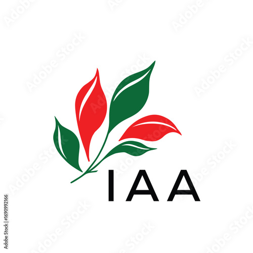 IAA Modern Abstract Leaf Logo Design – Red and Green Nature-Inspired Brand Icon, IAA Later Logo, 
