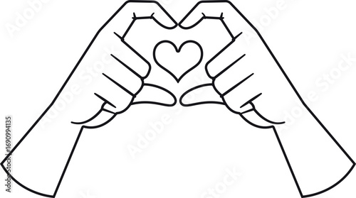 Love sharing hands sign black-and-white
