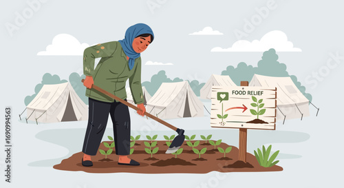 Empowering resilience food relief initiative in a refugee camp community garden concept