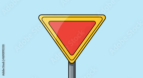 Red Triangular Road Sign Important Traffic Direction.