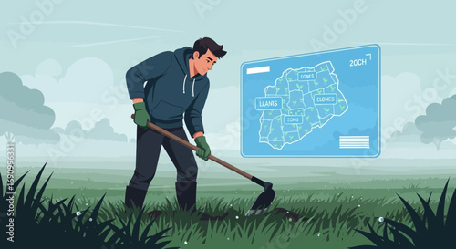 Modern farming with technology enhanced agriculture and futuristic data analytics application,