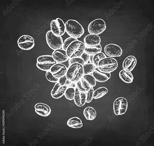 Coffee beans chalk sketch.