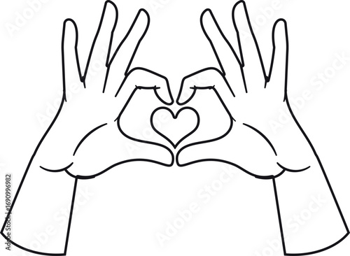 Love demonstration hands gesture black-and-white