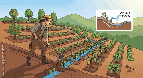 farmer planting rice field
