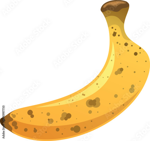 Ripe banana with spotted skin
