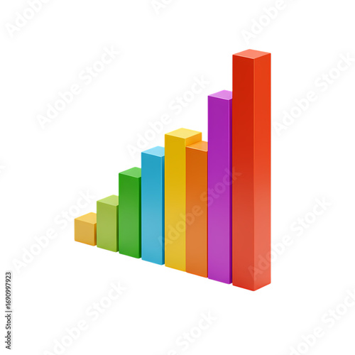 Colorful 3D Bar Graph: Growth, Progress, and Success Visualization