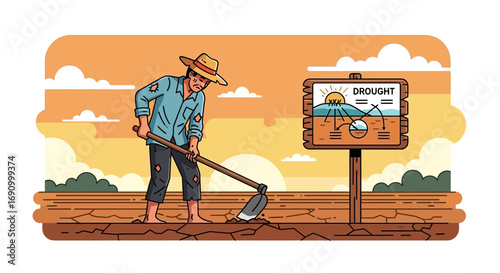 Devastating effects of drought on farming and agriculture highlighting arid land