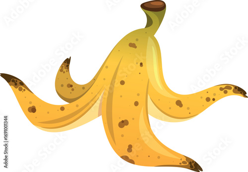 Banana skin on floor vector illustration