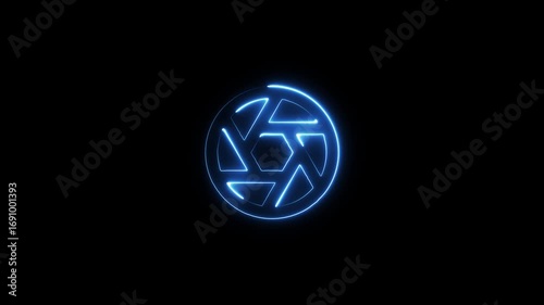 Wallpaper Mural Blue Neon Abstract Geometric Circle On Black image Torontodigital.ca