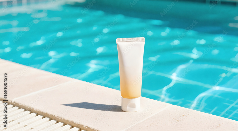 Naklejka premium Korean Sunscreen Tube by Pool