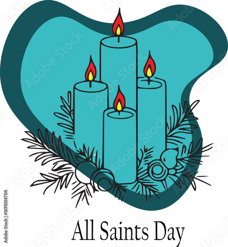All Saints Day Candle Illustration