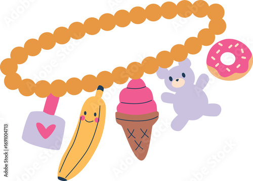 Beaded bracelet children jewelry vector illustration