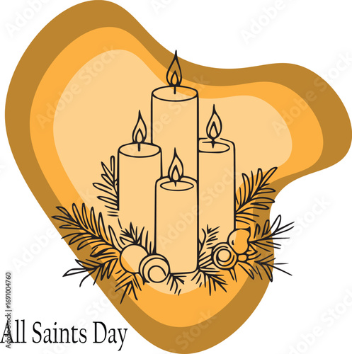 All Saints Day Candle Illustration
