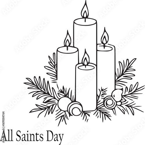 All Saints Day Candle Illustration