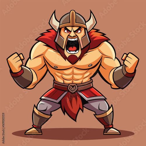 Cartoon zombie superhero warrior with sword illustration