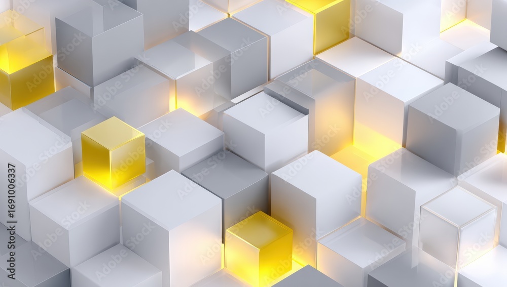 Obraz premium Abstract geometric pattern of glowing cubes