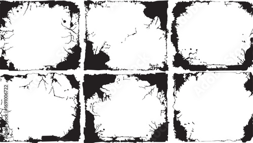 Grunge Distressed Rectangle Frame Collection – Vintage Rough Borders with Cracks, Ink Splatter, Texture, and Stains for Posters, Flyers, Scrapbooks, Backgrounds, or Retro Design Projects