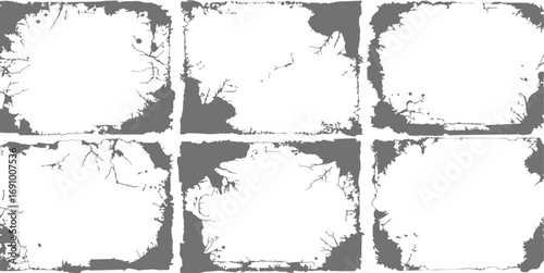 Grunge Distressed Rectangle Frame Set – Rough Vintage Borders with Ink Splatter, Cracks, and Texture for Posters, Flyers, Scrapbooks, Backgrounds, or Retro Graphic Design Projects
